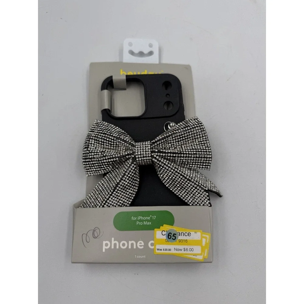 Black Bow Rhinestone iPhone 17 Pro Max Case Heyday Bling Protective Cover NEW